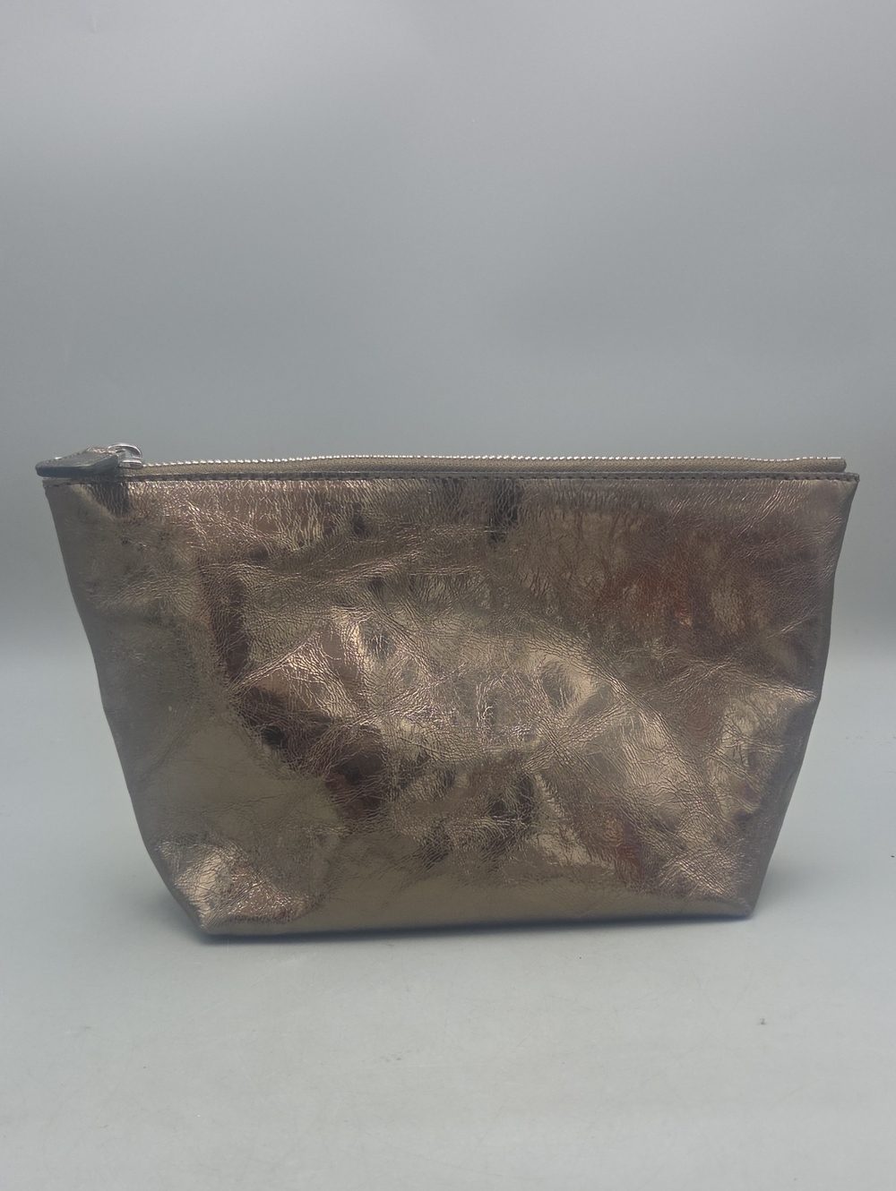 Madewell Distressed Bronze Metallic Leather  Wristlet Pouch Goat Leather